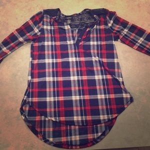Plaid quarter sleeve top